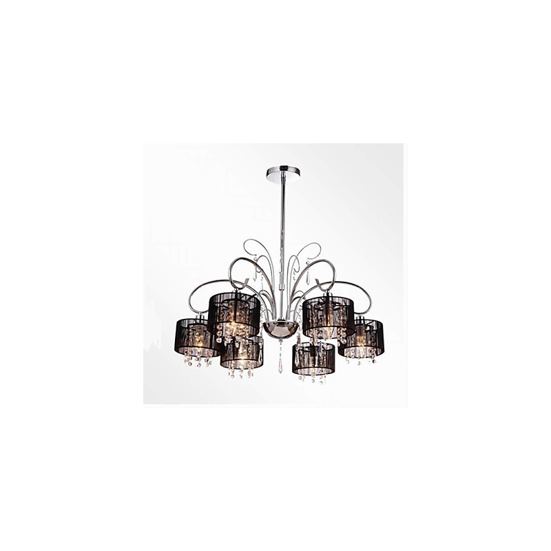 Lampadario moderno contemporaneo in metallo cromato e cristallo