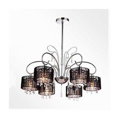 Lampadario moderno contemporaneo in metallo cromato e cristallo