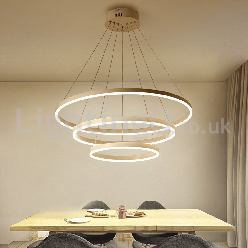 Lampada a sospensione moderna a tre cerchi con telecomando
