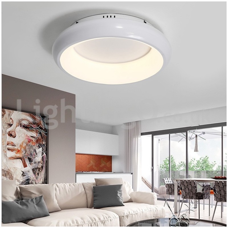 Plafoniera rotonda a filo moderna in acrilico e acciaio inox, LED, 50 cm o 65 cm, 220V
