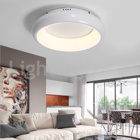 Plafoniera rotonda a filo moderna in acrilico e acciaio inox, LED, 50 cm o 65 cm, 220V