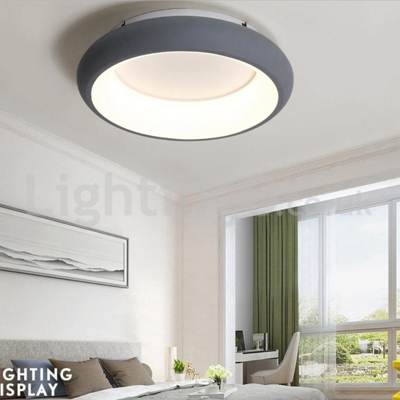 Plafoniera rotonda a filo moderna in acrilico e acciaio inox, LED, 50 cm o 65 cm, 220V