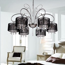 Lampadario moderno contemporaneo in metallo cromato e cristallo