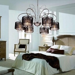 Lampadario moderno contemporaneo in metallo cromato e cristallo