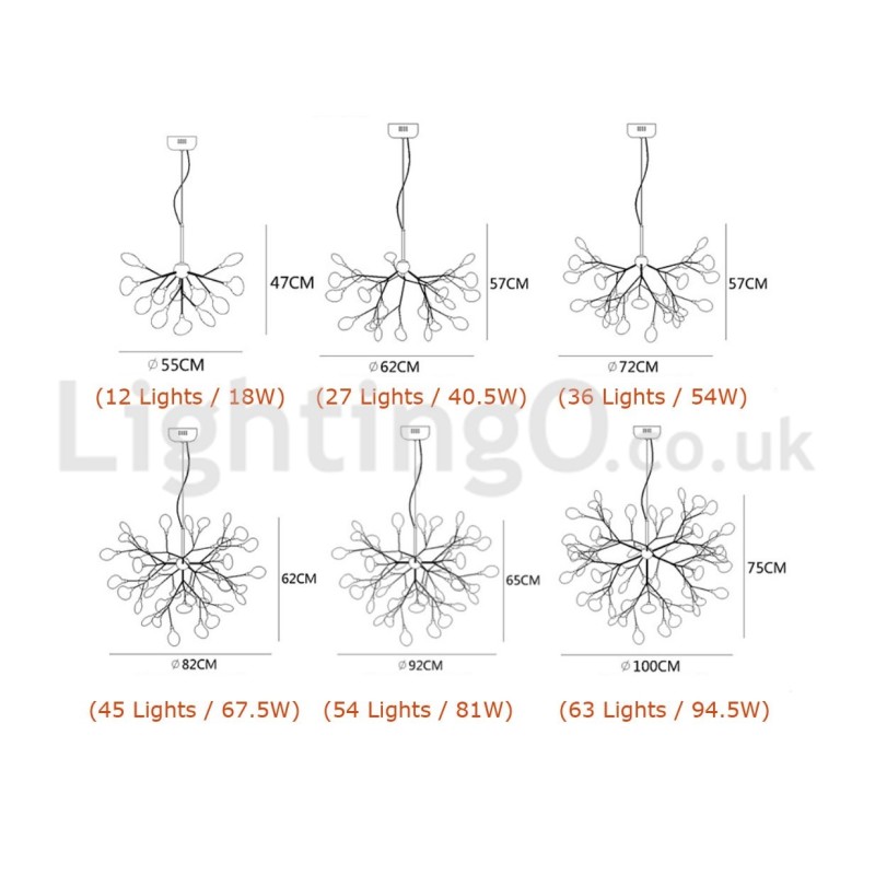 Lampadario moderno contemporaneo Fireflies 12 luci G4