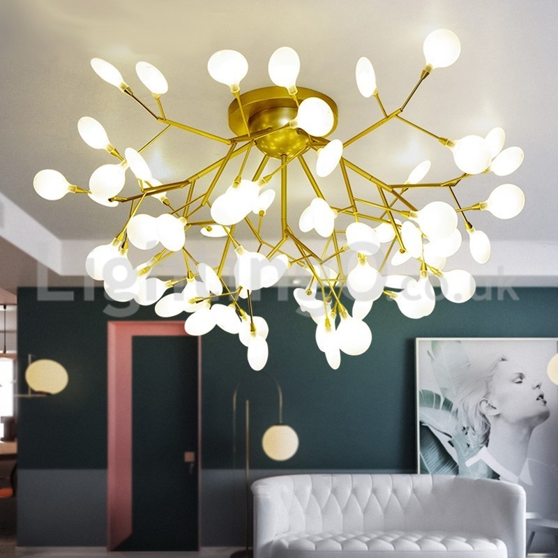 Firefly Plafoniera a filo moderna in vetro e acciaio inox, attacco G4
