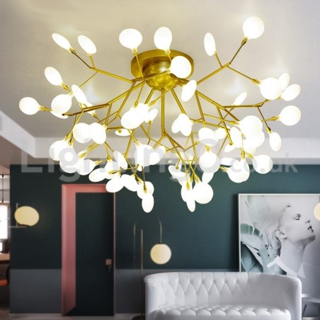 Firefly Plafoniera a filo moderna in vetro e acciaio inox, attacco G4