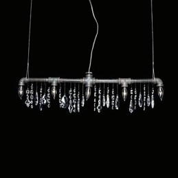 Lampadario classico a 5 luci con design a tubi, finitura nera