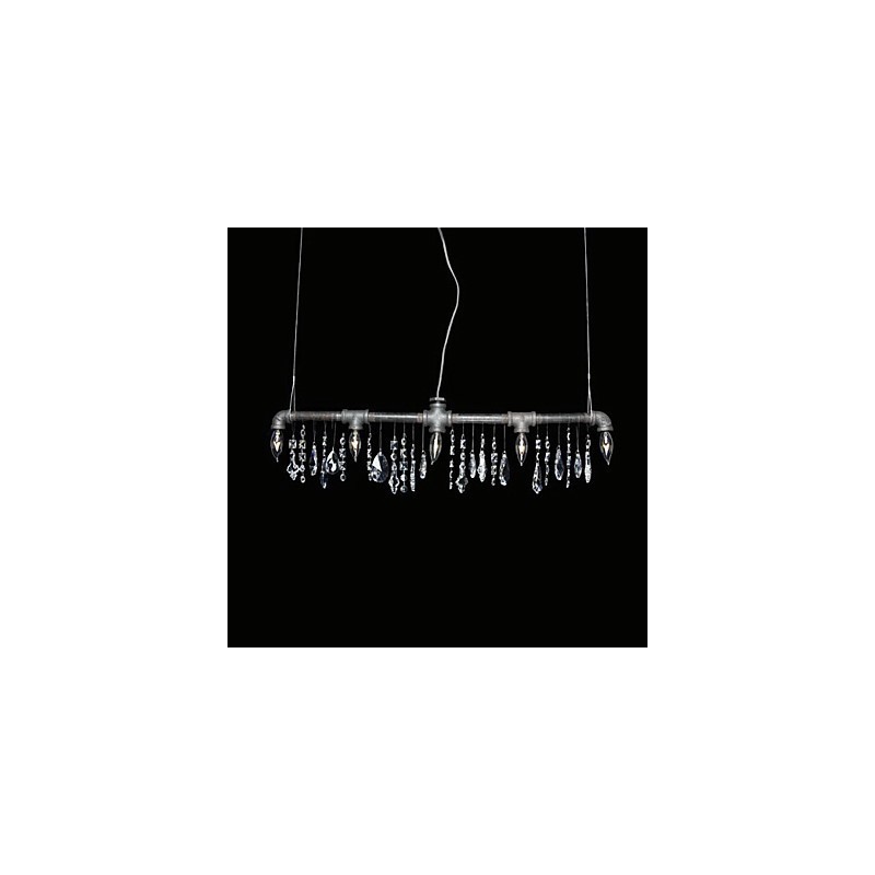 Lampadario classico a 5 luci con design a tubi, finitura nera
