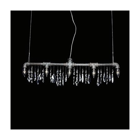 Lampadario classico a 5 luci con design a tubi, finitura nera