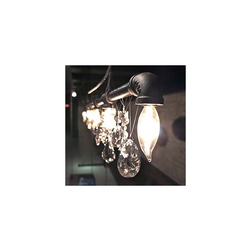 Lampadario classico a 5 luci con design a tubi, finitura nera