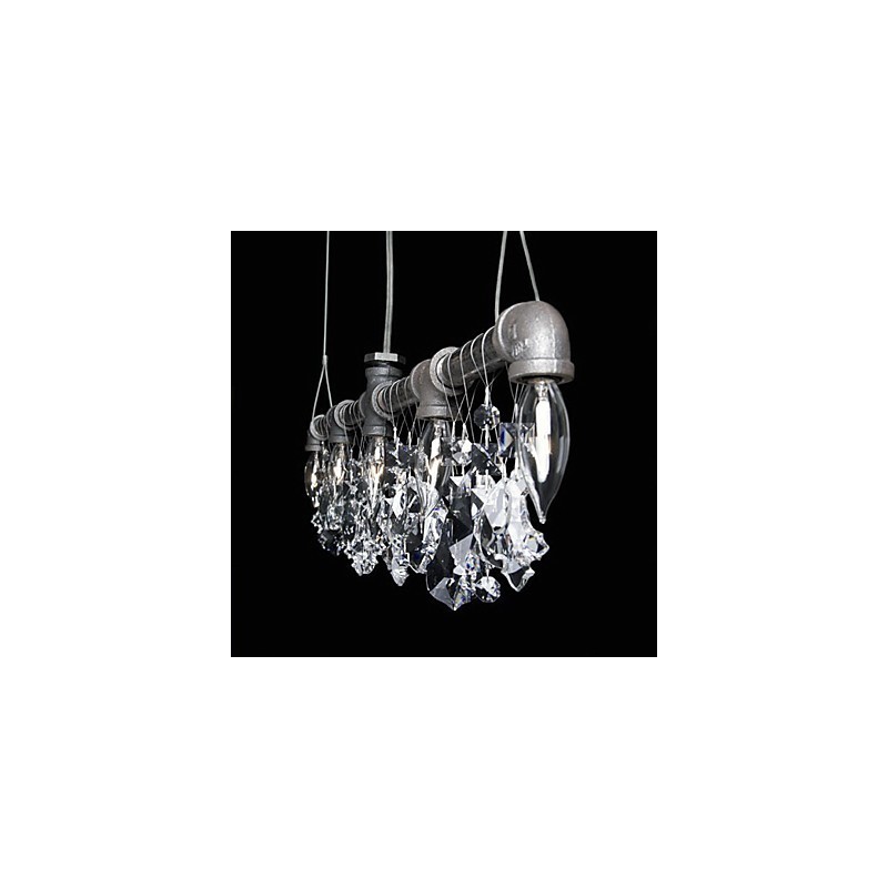 Lampadario classico a 5 luci con design a tubi, finitura nera