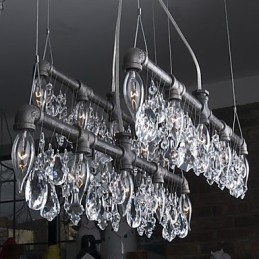 Lampadario classico a 5 luci con design a tubi, finitura nera