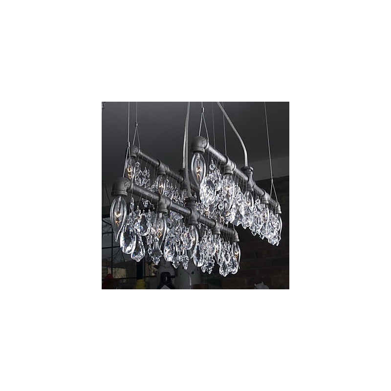 Lampadario classico a 5 luci con design a tubi, finitura nera