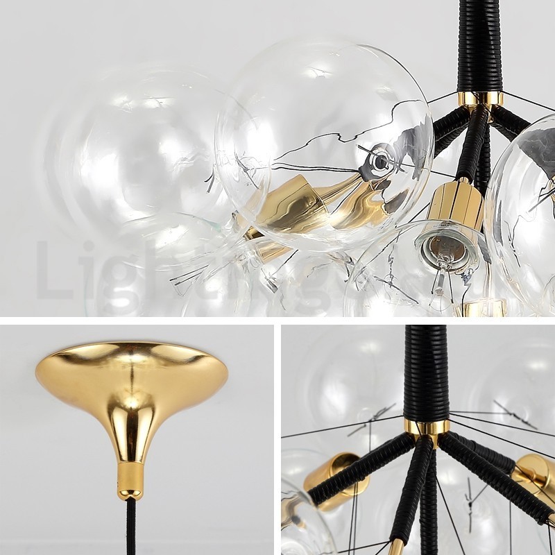 Lampada a sospensione moderna a sfera di bolle in vetro E27