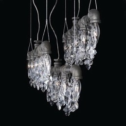 Lampadario classico a 5 luci con design a tubi, finitura nera
