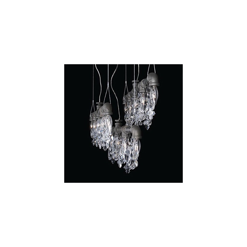 Lampadario classico a 5 luci con design a tubi, finitura nera