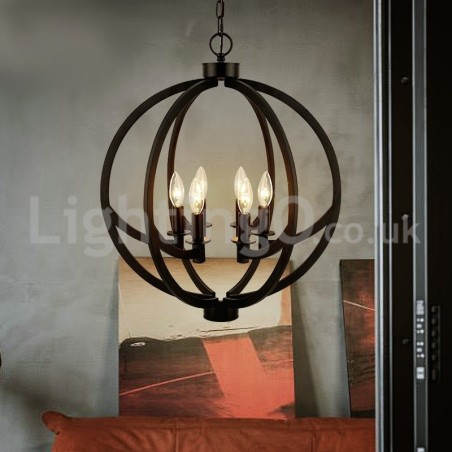Lampada a sospensione vintage a palla in acciaio inox, 6 luci, 52 x 62 cm