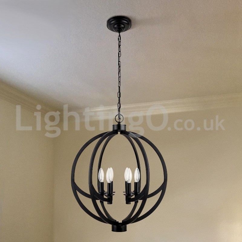 Lampada a sospensione vintage a palla in acciaio inox, 6 luci, 52 x 62 cm