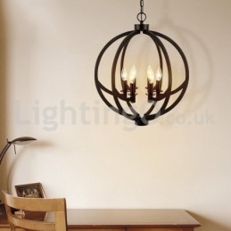 Lampada a sospensione vintage a palla in acciaio inox, 6 luci, 52 x 62 cm