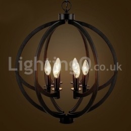 Lampada a sospensione vintage a palla in acciaio inox, 6 luci, 52 x 62 cm