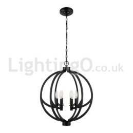 Lampada a sospensione vintage a palla in acciaio inox, 6 luci, 52 x 62 cm
