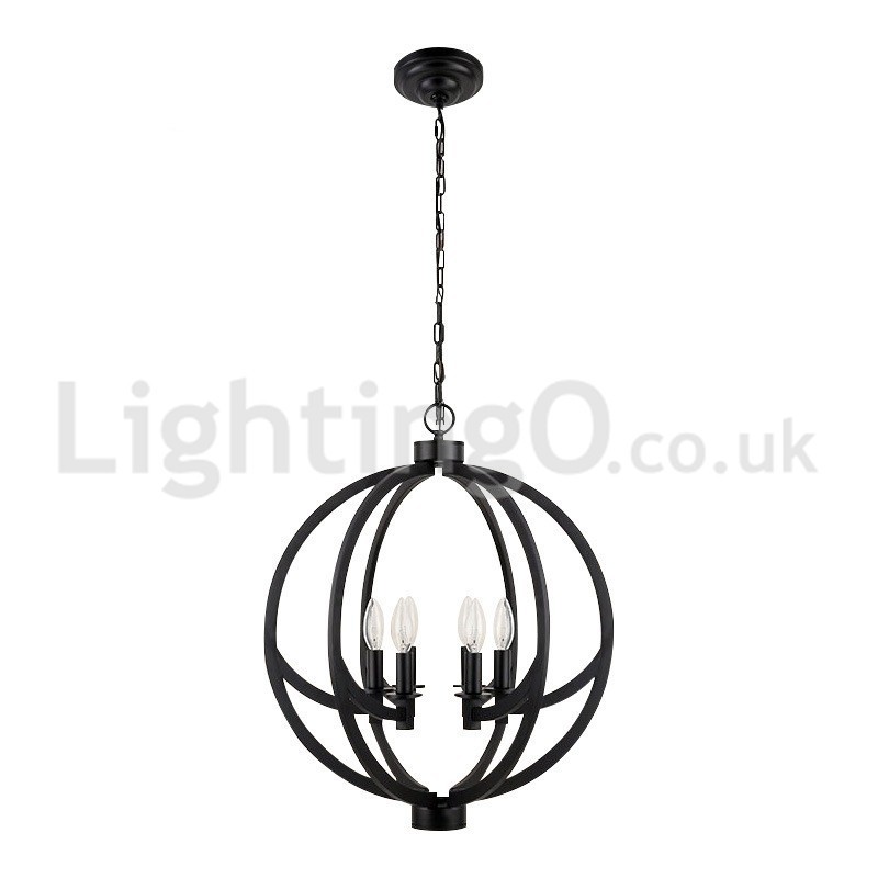 Lampada a sospensione vintage a palla in acciaio inox, 6 luci, 52 x 62 cm