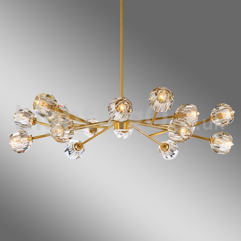 Lampadario moderno nordico in cristallo 12 luci E14 rame 220 V