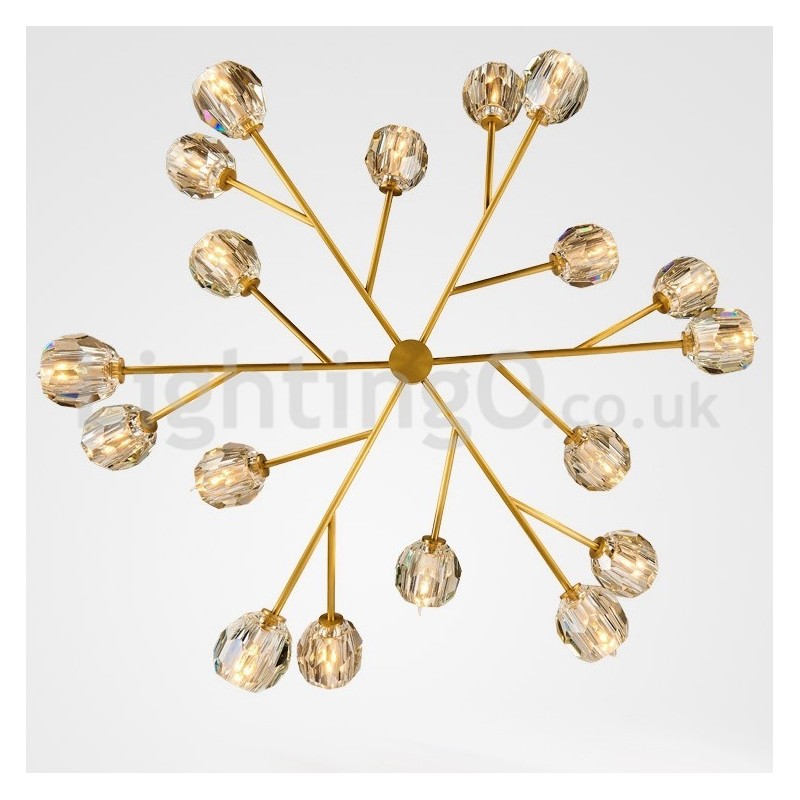 Lampadario moderno nordico in cristallo 12 luci E14 rame 220 V
