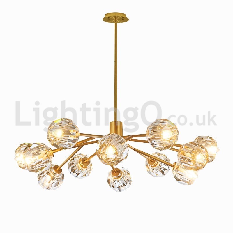 Lampadario moderno nordico in cristallo 12 luci E14 rame 220 V