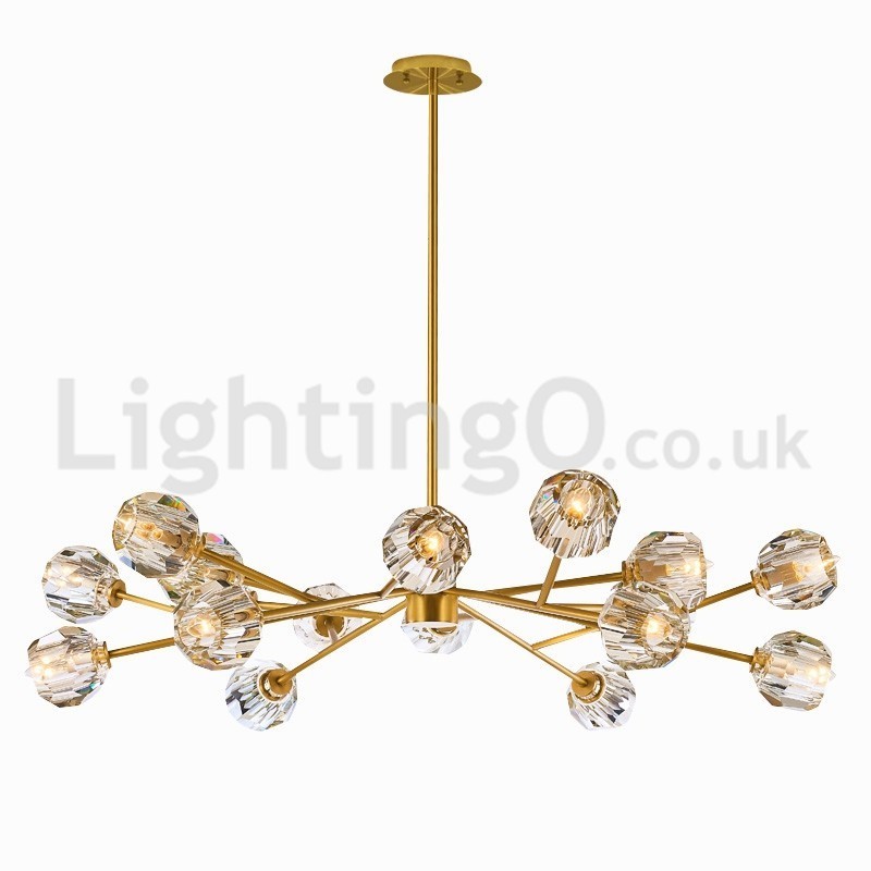Lampadario moderno nordico in cristallo 12 luci E14 rame 220 V