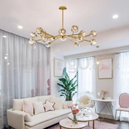 Lampadario moderno nordico in cristallo 12 luci E14 rame 220 V