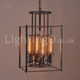 Lampada a sospensione vintage in ferro con ingranaggi effetto caffè 4 luci