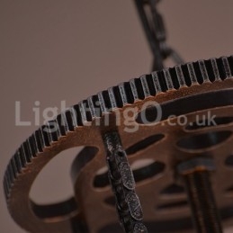 Lampada a sospensione vintage in ferro con ingranaggi effetto caffè 4 luci