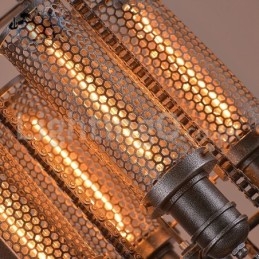 Lampada a sospensione vintage in ferro con ingranaggi effetto caffè 4 luci