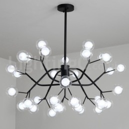 Lampadario nordico in vetro trasparente a forma di fagiolo, 33 luci G4, 85 x 45 cm