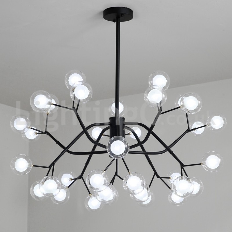 Lampadario nordico in vetro trasparente a forma di fagiolo, 33 luci G4, 85 x 45 cm
