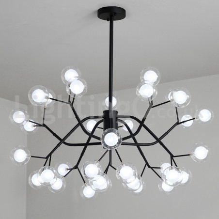 Lampadario nordico in vetro trasparente a forma di fagiolo, 33 luci G4, 85 x 45 cm