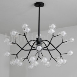 Lampadario nordico in vetro trasparente a forma di fagiolo, 33 luci G4, 85 x 45 cm