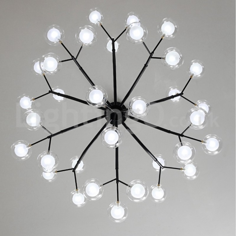 Lampadario nordico in vetro trasparente a forma di fagiolo, 33 luci G4, 85 x 45 cm