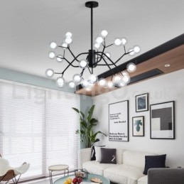 Lampadario nordico in vetro trasparente a forma di fagiolo, 33 luci G4, 85 x 45 cm