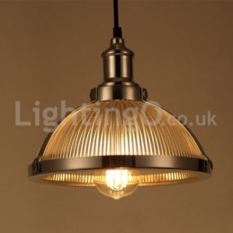 Lampada a sospensione industriale in acciaio inox, singolo punto luce, E27, Ø27 cm