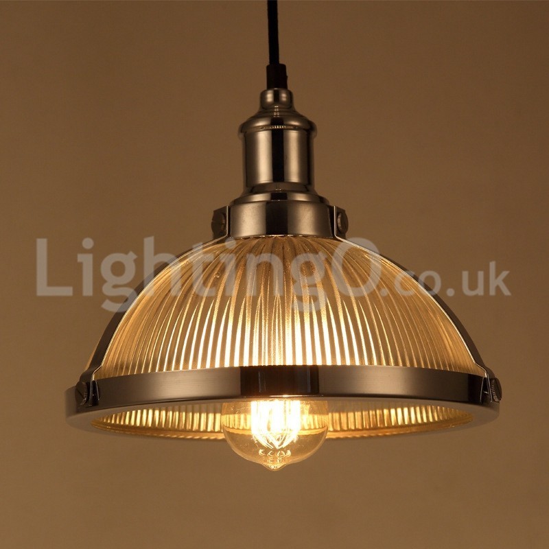 Lampada a sospensione industriale in acciaio inox, singolo punto luce, E27, Ø27 cm