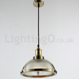 Lampada a sospensione industriale in acciaio inox, singolo punto luce, E27, Ø27 cm