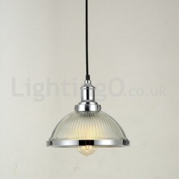 Lampada a sospensione industriale in acciaio inox, singolo punto luce, E27, Ø27 cm