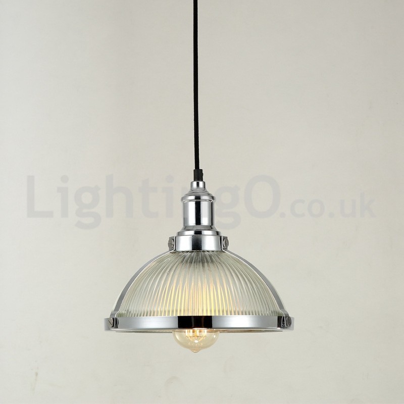 Lampada a sospensione industriale in acciaio inox, singolo punto luce, E27, Ø27 cm