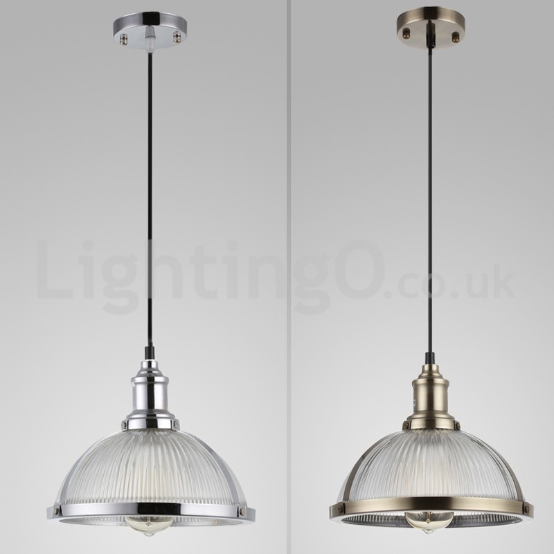 Lampada a sospensione industriale in acciaio inox, singolo punto luce, E27, Ø27 cm