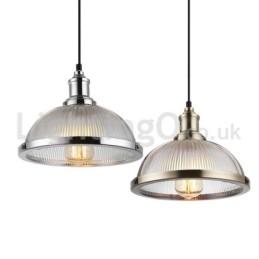Lampada a sospensione industriale in acciaio inox, singolo punto luce, E27, Ø27 cm