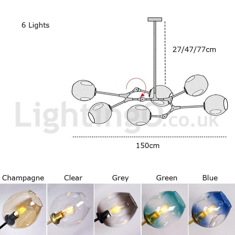 Lampadario moderno nordico in vetro Magic Bean
