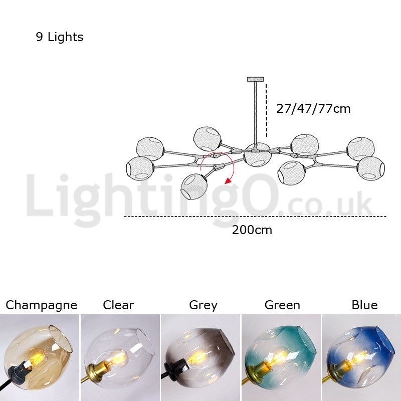 Lampadario moderno nordico in vetro Magic Bean